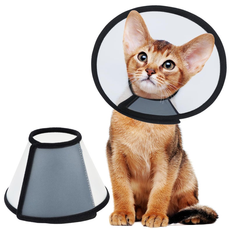 Vivifying Cat Cone Collar- Lightweight Soft Edge Recovery Cone for Small Cats, Adjustable Plastic Elizabethan Anti-Lick E-Collar for Post-Surgery Protection (S, Neck Fit Range 5.6-6.8Inches) - Image 1