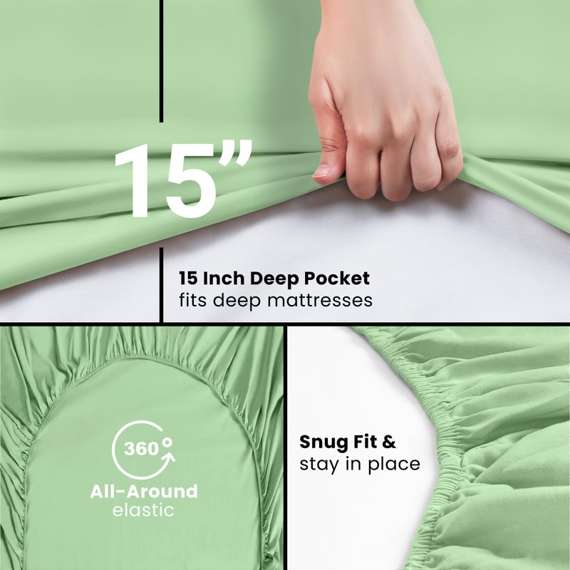 Utopia Bedding Queen Fitted Sheet - Bottom Sheet - Deep Pocket - Soft Microfiber - Shrinkage and Fade Resistant - Easy Care -1 Fitted Sheet Only (Sage Green) - Image 3