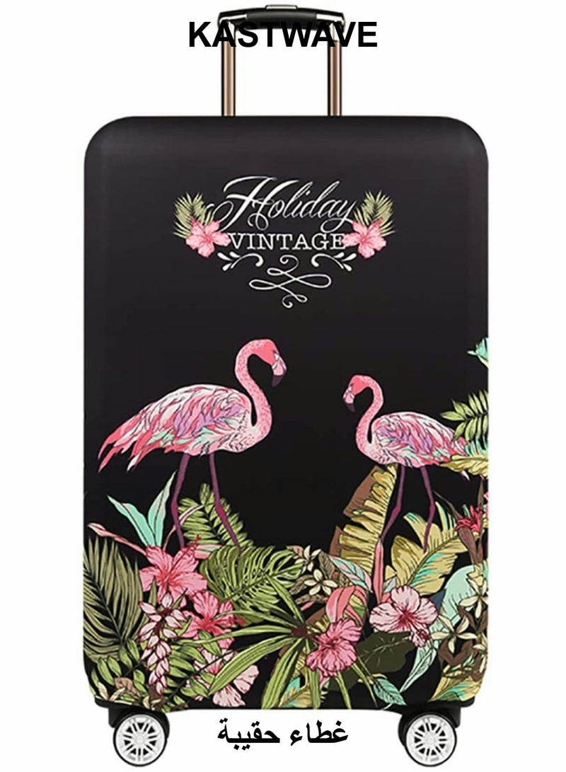 KASTWAVE Travel Elastic Spandex Suitcase Protector Case(L(25"-28"luggage), Flower Flamingo) - Image 1