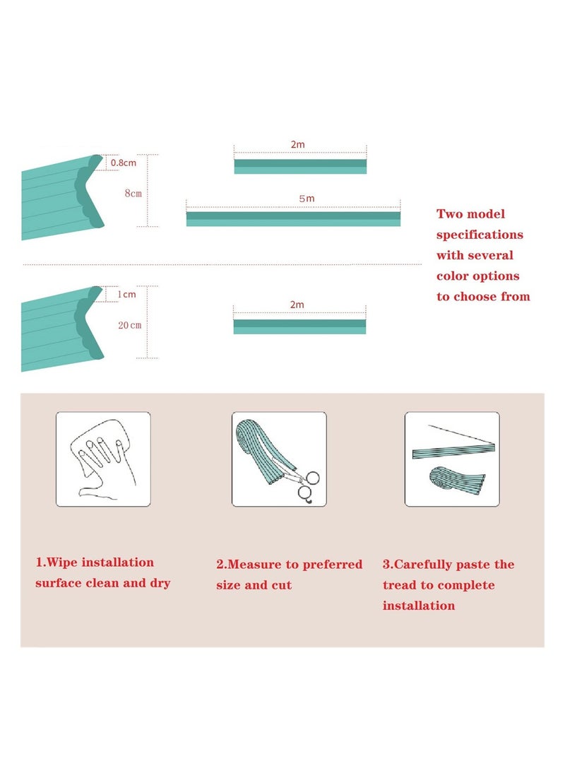 Excefore Bunk Bed Ladder Pads Soft Extra-Wide Edge Protector Self-Adhesive Bunk Bed Ladder Cover Foam Padding Traction Treads for Stair Steps Sharp Edges Table Desk Furniture 6.5 Ft Light Green - Image 4