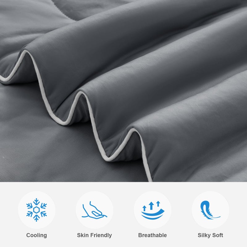 EASELAND Cooling Comforter King, 2026 Cloud-CHILL TECH | Q-MAX 0.45+, Double-Sided Cool Design Soft Fluffy Cooling Blanket for Night Sweats Hot Sleeper (Dark Gray, King(108"x90")) - Image 2
