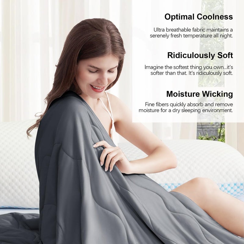 EASELAND Cooling Comforter King, 2026 Cloud-CHILL TECH | Q-MAX 0.45+, Double-Sided Cool Design Soft Fluffy Cooling Blanket for Night Sweats Hot Sleeper (Dark Gray, King(108"x90")) - Image 5