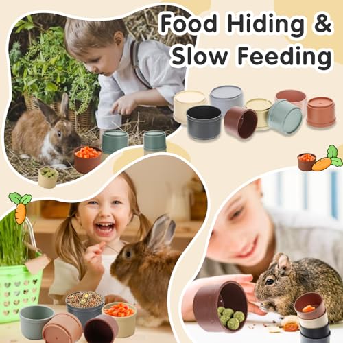 Iffitya 8 Pcs Stacking Cups for Rabbits, Colorful Bunny Toys for Rabbits and Small Animals, Nesting Rabbit Toys of Different Sizes, Bunny Stacking Cups for Hiding Food and Playing - Image 2
