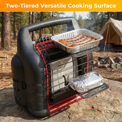 XTIMES 2Tiered Wood Stove Fan Bracket Cooker Plate Grill Attachment MultiPurpose Heater Bracket Compatible with Heater Fireplace FanHeated Stuff Shelf Stand for Heater Outdoor Heater Accessories - Image 3