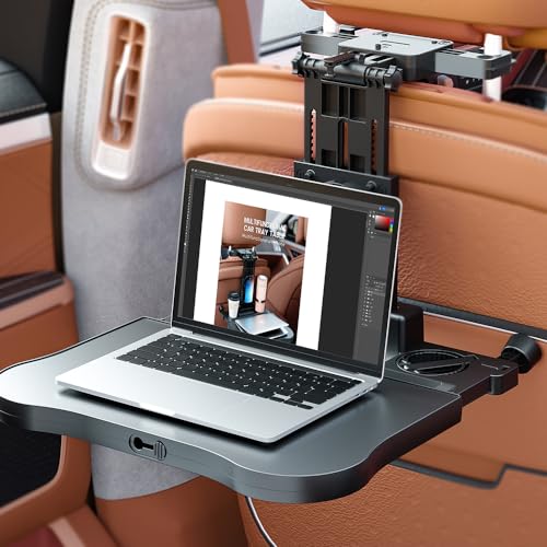 FANXIN Foldable Travel Tray for Rear Passenger Seat, Car Food Trays for Eating, Car Desk for Laptop Working on The Road with Non-Slip Mat - Image 3