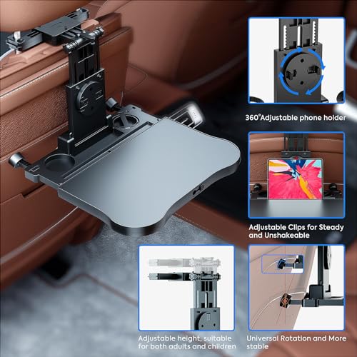 FANXIN Foldable Travel Tray for Rear Passenger Seat, Car Food Trays for Eating, Car Desk for Laptop Working on The Road with Non-Slip Mat - Image 5