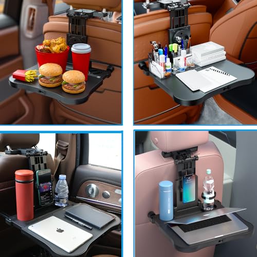 FANXIN Foldable Travel Tray for Rear Passenger Seat, Car Food Trays for Eating, Car Desk for Laptop Working on The Road with Non-Slip Mat - Image 4
