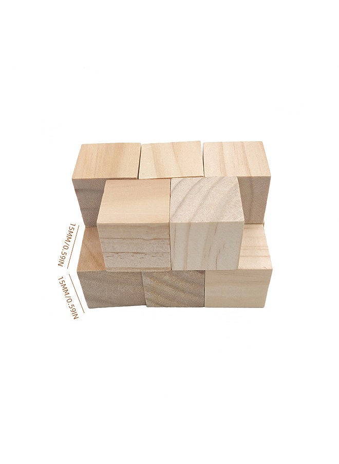 Two Trees Unfinished Wooden Blocks 15mm Pack of 50 Small Wood Cubes for Laser Engraver Crafts Making and DIY Home Decor Engraving Projects  - Image 2