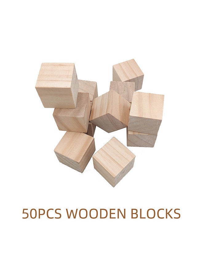 Two Trees Unfinished Wooden Blocks 15mm Pack of 50 Small Wood Cubes for Laser Engraver Crafts Making and DIY Home Decor Engraving Projects  - Image 3