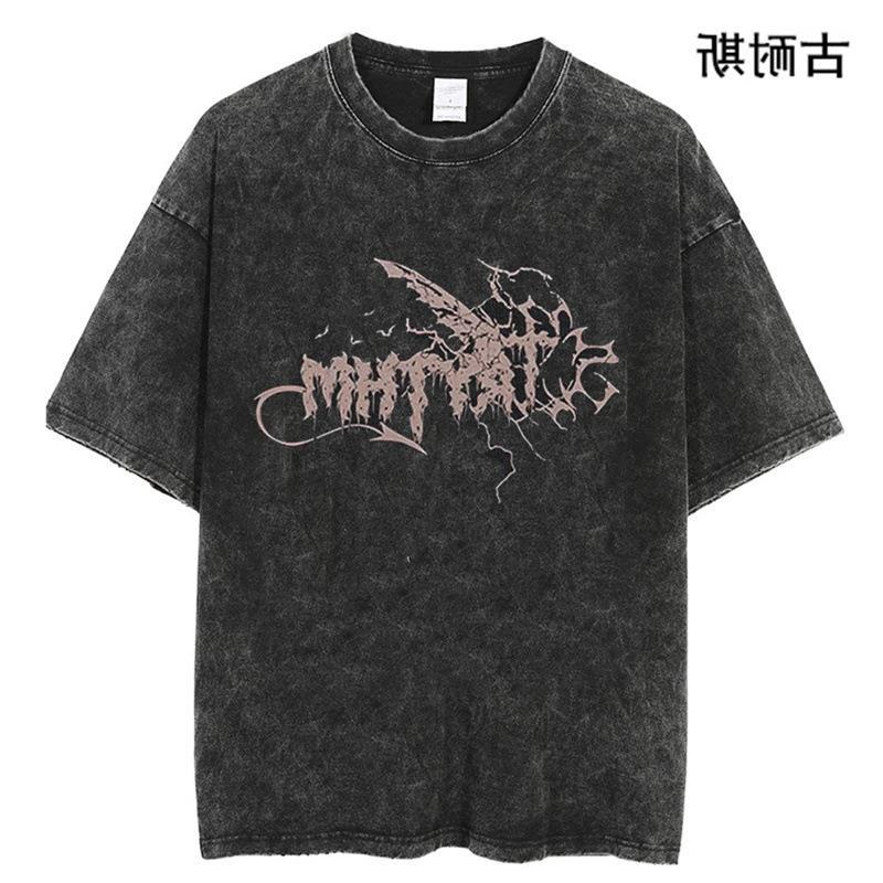 American Style Simple Short-Sleeved T-Shirt For Men And Women Summer Loose Heavy Washed Old T-Shirt - Image 2