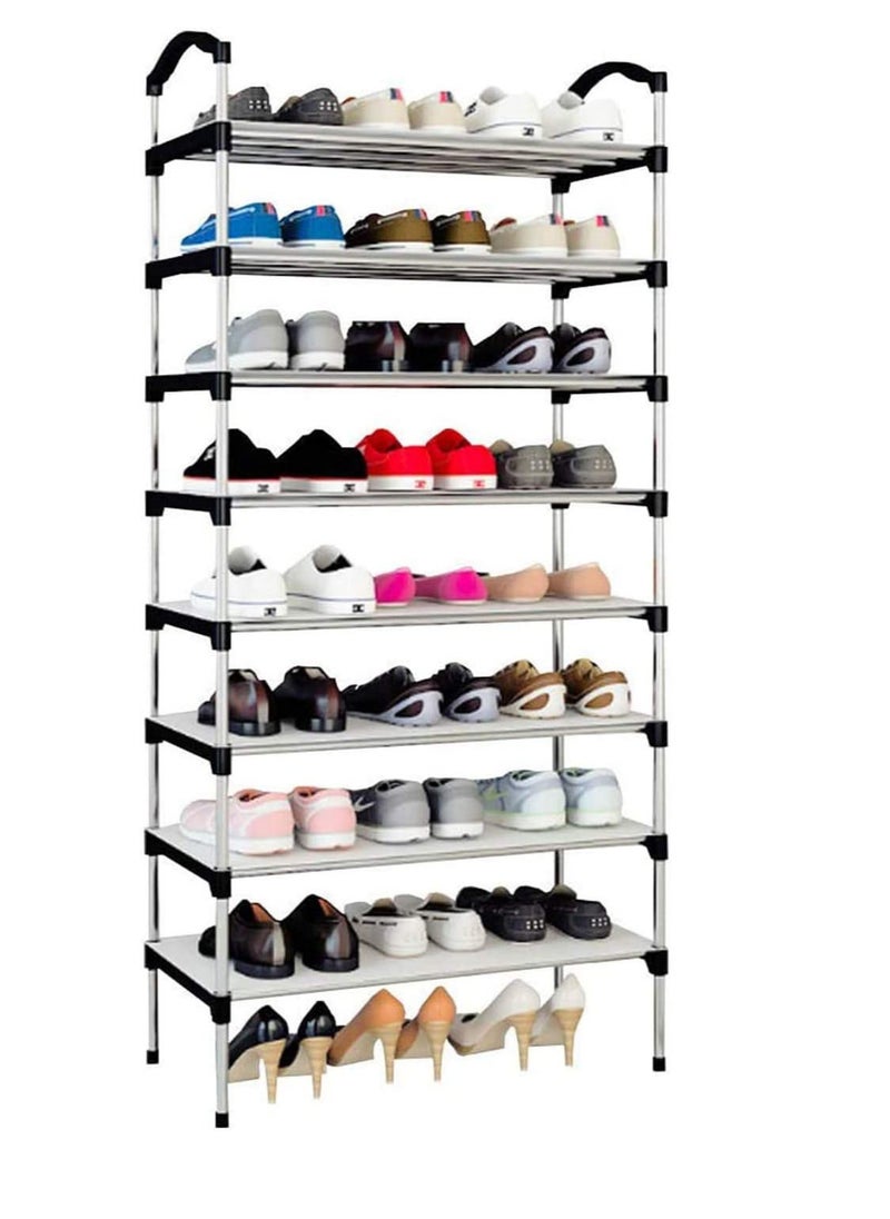 SAQOWARE - 8 Layer Shoe Rack Metal Hold up to 24 Pairs of Shoes,8-Tier Metal Freestanding Shoe Rack Shoe Organizer,Stackable Shoe Tower for Living Room, Portable Shoe Cabinet,Shoe Storage Organizer for Entryway - Image 1