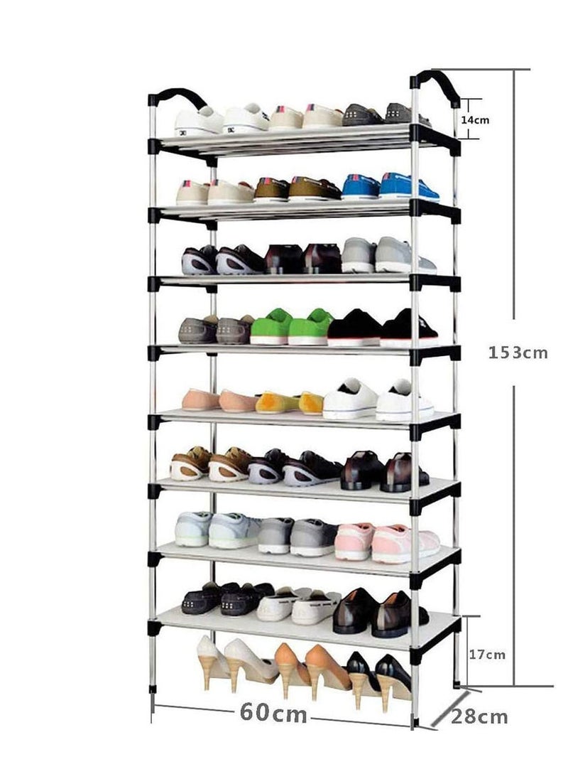 SAQOWARE - 8 Layer Shoe Rack Metal Hold up to 24 Pairs of Shoes,8-Tier Metal Freestanding Shoe Rack Shoe Organizer,Stackable Shoe Tower for Living Room, Portable Shoe Cabinet,Shoe Storage Organizer for Entryway - Image 1