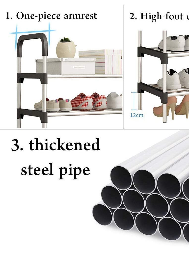 SAQOWARE - 8 Layer Shoe Rack Metal Hold up to 24 Pairs of Shoes,8-Tier Metal Freestanding Shoe Rack Shoe Organizer,Stackable Shoe Tower for Living Room, Portable Shoe Cabinet,Shoe Storage Organizer for Entryway - Image 1
