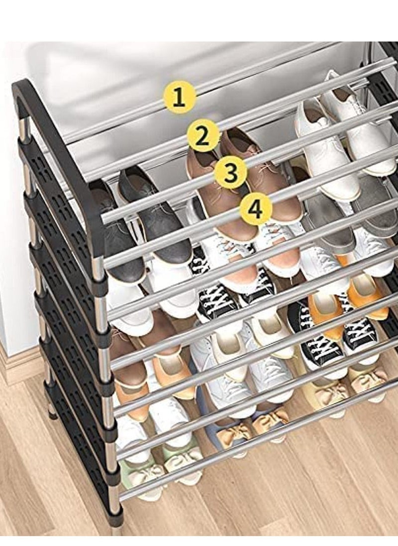 SAQOWARE - 8 Layer Shoe Rack Metal Hold up to 24 Pairs of Shoes,8-Tier Metal Freestanding Shoe Rack Shoe Organizer,Stackable Shoe Tower for Living Room, Portable Shoe Cabinet,Shoe Storage Organizer for Entryway - Image 1