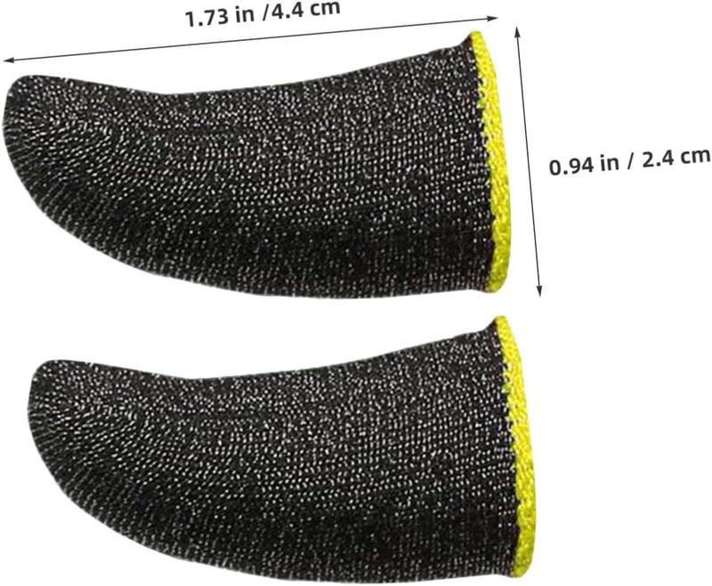 100 Pairs Ultra-Thin Gaming Finger Covers and Thumb Sleeves for Mobile Phone Anti-Sweat Non-Slip Carbon Fiber Black with Yellow Edge, Sensitive Touchscreen Protection for Mobile - Image 2
