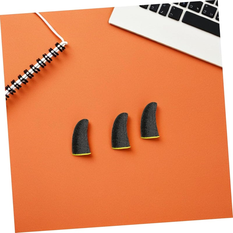 100 Pairs Ultra-Thin Gaming Finger Covers and Thumb Sleeves for Mobile Phone Anti-Sweat Non-Slip Carbon Fiber Black with Yellow Edge, Sensitive Touchscreen Protection for Mobile - Image 5