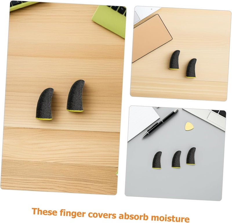 100 Pairs Ultra-Thin Gaming Finger Covers and Thumb Sleeves for Mobile Phone Anti-Sweat Non-Slip Carbon Fiber Black with Yellow Edge, Sensitive Touchscreen Protection for Mobile - Image 3
