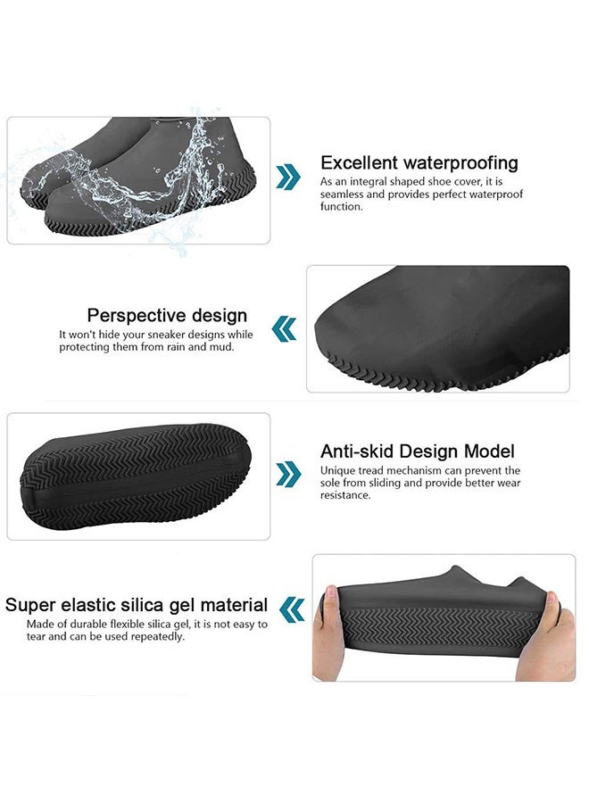 بيوينتي 3 أزواج من أغطية الأحذية المقاومة للماء، قابلة لإعادة الاستخدام، مانعة للانزلاق ومقاومة للماء، غطاء حذاء سيليكون عالي المرونة مقاوم للمطر لحماية الأحذية أثناء المشي لمسافات طويلة وركوب الدراجات في الهواء الطلق، مناسب للرجال والنساء - Image 2