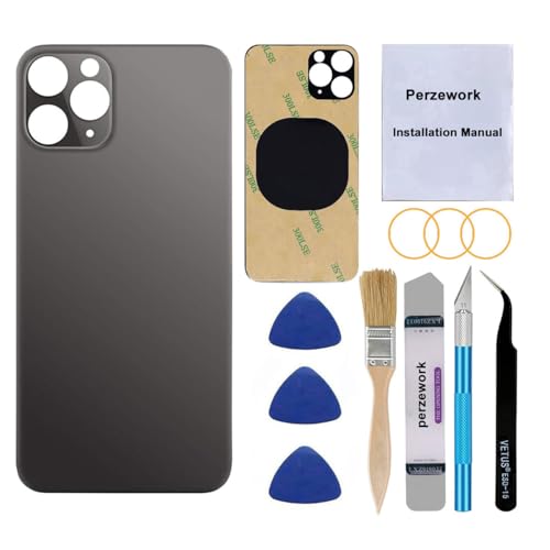 Perzework OEM Rear Back Glass Replacement for iPhone 11 Pro Max 6.5 inches with Reparing Toolkit and Pre-Installed Adhesive (Space Gray/Black) - Image 5