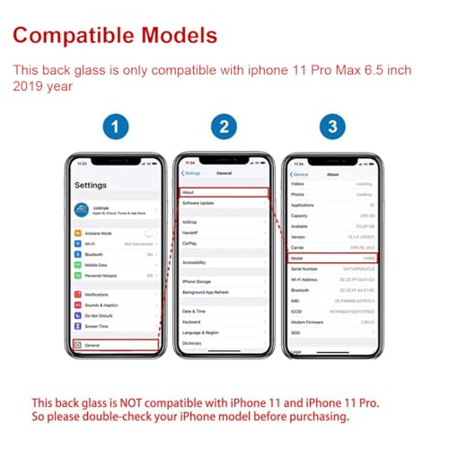 Perzework OEM Rear Back Glass Replacement for iPhone 11 Pro Max 6.5 inches with Reparing Toolkit and Pre-Installed Adhesive (Space Gray/Black) - Image 2