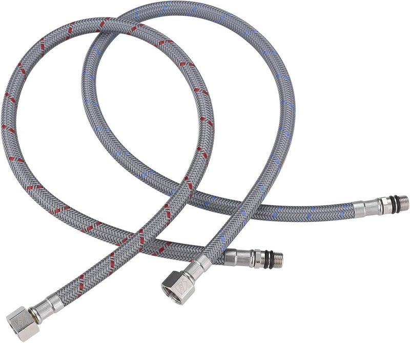Arcora Supply Lines 3/8" Female Compression Thread × M10 Male Connector 1 Pair, 16" Faucet Hose Connects Bathroom Sink to Water Supply - Image 1