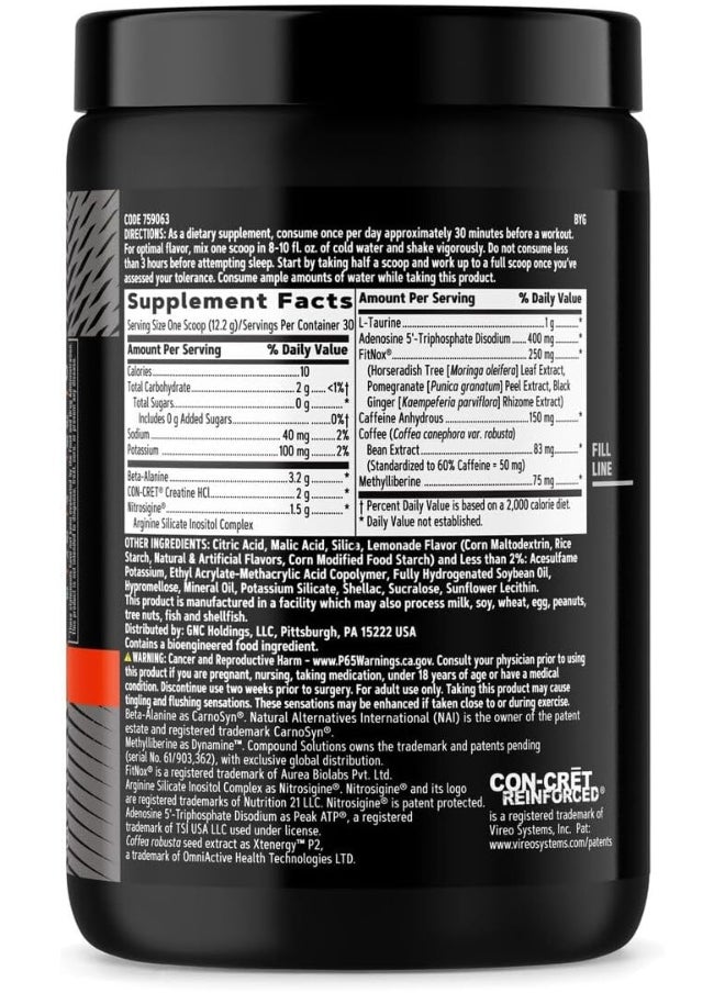 GNC AMP Tri-Phase Multi-Action Pre-Workout Supports Muscle Performance And Endurance Lemonade 30 Servings  - Image 2
