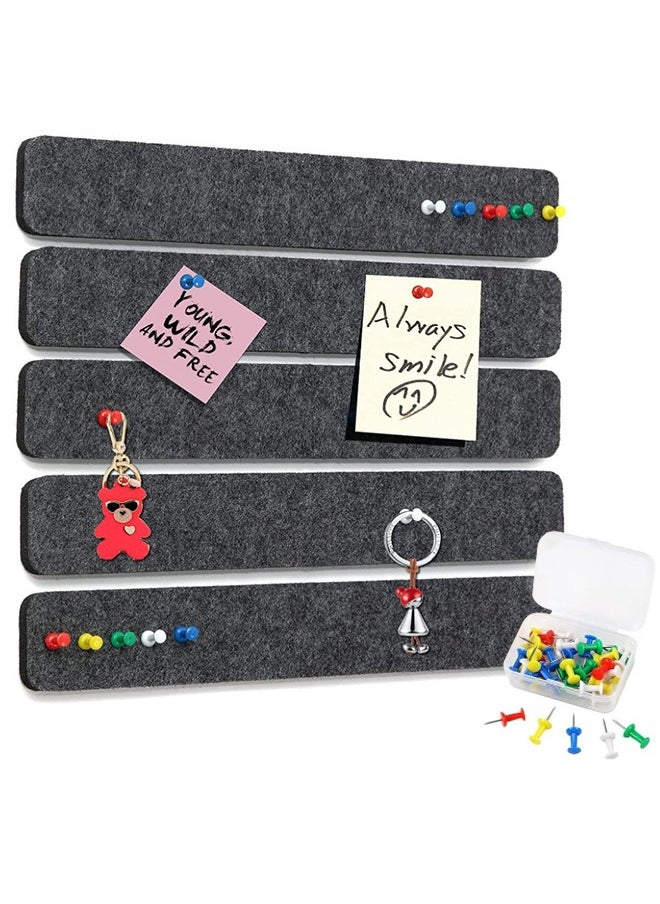 Fanski 5 Pack Bulletin Board Strips, COIDEA Felt Pin Board Bar with 35 Push Pins Self-Adhesive Felt Bulletin Board for Office School Home Wall Decoration, for Organize Memo, Photos, Display  - Image 1