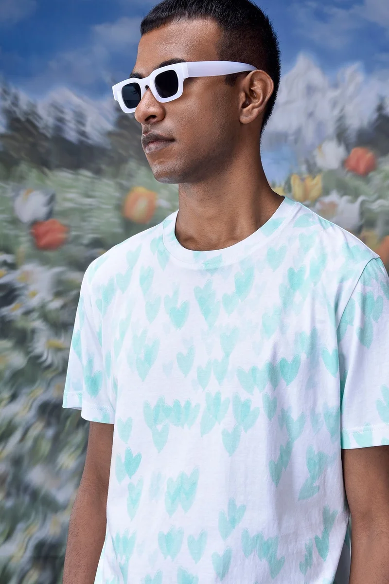 Genes Lecoanet Hemant تيشيرت قطن أبيض مطبوع بقلب