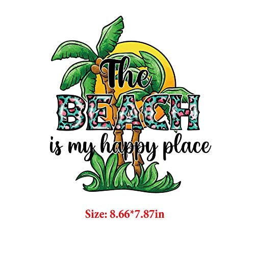 BLESOUYI Iron on Transfers Patches for T-Shirt Clothes Decoration Summer Series Stickers Beach Coconut Trees Sea Waves Sunset Iron on Stickers Appliques Decals for Clothing Jeans Bags Pillow Covers 5PCS - Image 5