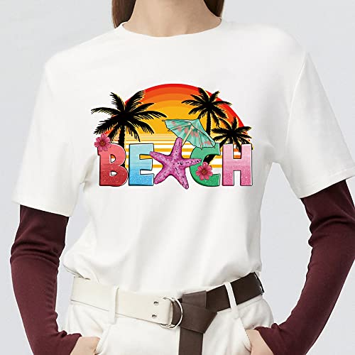 BLESOUYI Iron on Transfers Patches for T-Shirt Clothes Decoration Summer Series Stickers Beach Coconut Trees Sea Waves Sunset Iron on Stickers Appliques Decals for Clothing Jeans Bags Pillow Covers 5PCS - Image 3