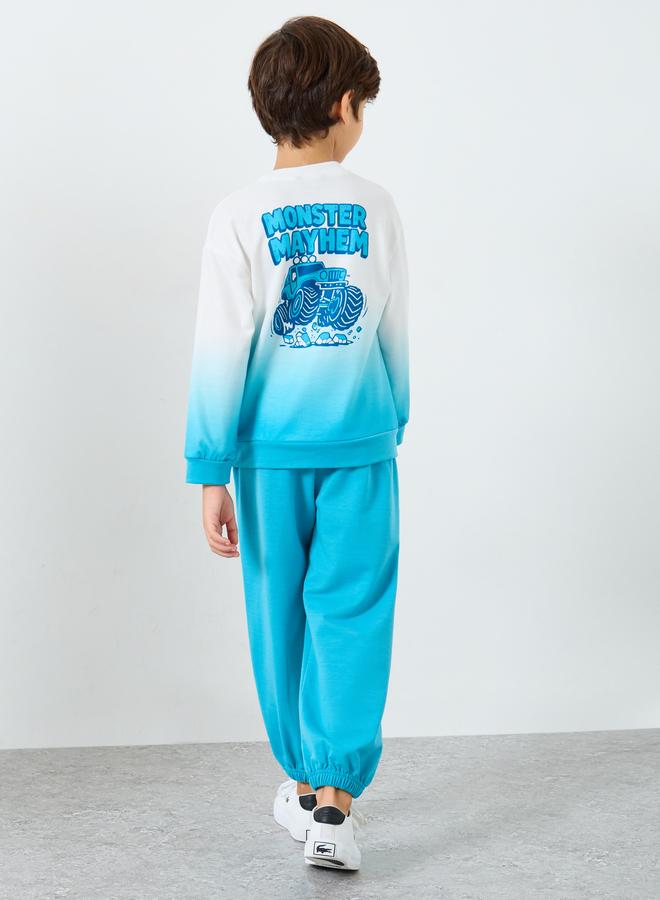 Styli Boys Dip Dye Graphic Sweatshirt and Joggers Set - Image 1