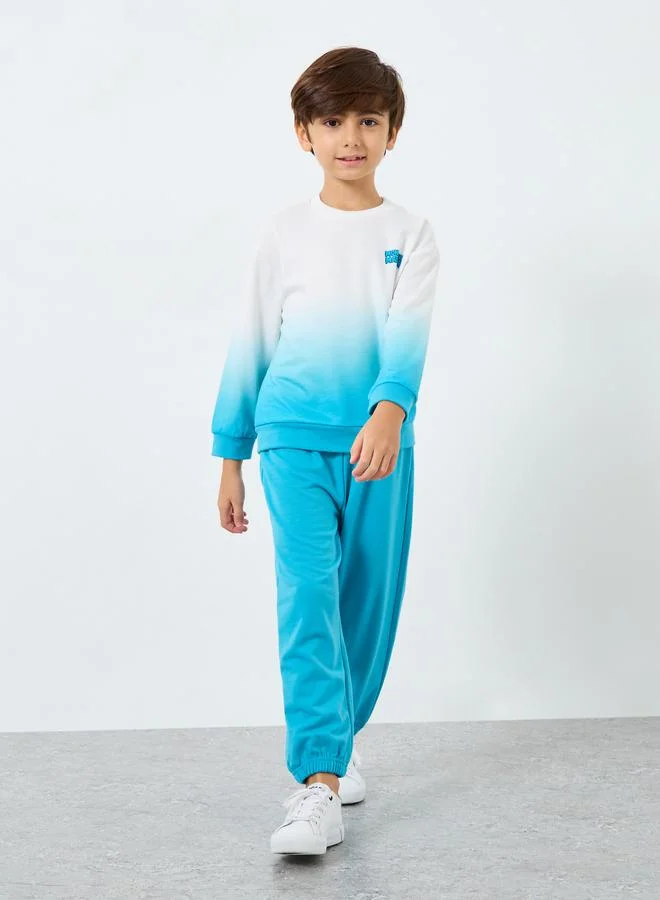 Styli Styli Boys Dip Dye Graphic Sweatshirt and Joggers Set