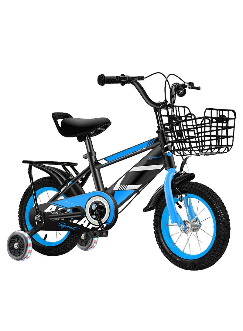 MaBaby 12 Inch Kids Bike Bicycle Bike For Kids With Flashing Training Wheels And Basket Children's Bicycle With Rear Seat And Balance Bike Adjustable Seat Bike For Kids For 2-5 Years Girls And Boys - Image 1