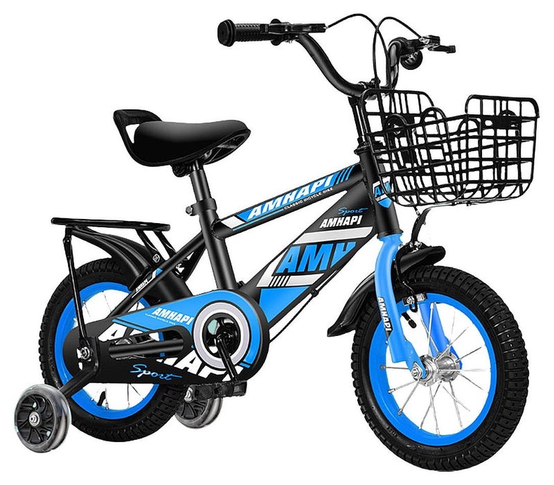 MaBaby 12 Inch Kids Bike Bicycle Bike For Kids With Flashing Training Wheels And Basket Children's Bicycle With Rear Seat And Balance Bike Adjustable Seat Bike For Kids For 2-5 Years Girls And Boys - Image 1