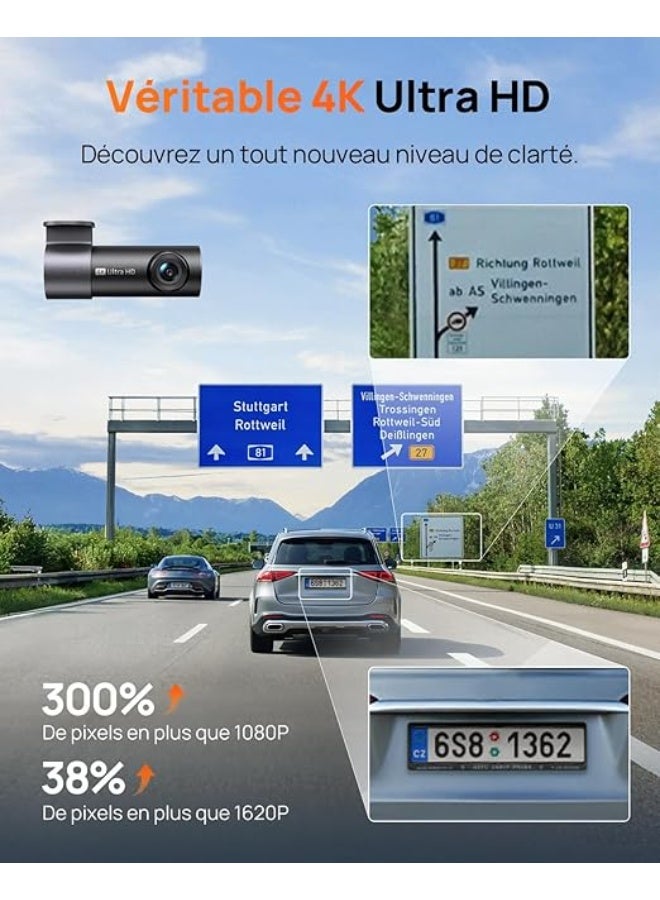 70mai M310 Plus 4K Car Front Dashcam, 2160P Mini Dash Cam with 360° Rotation, WiFi & G-Sensor, Super Night Vision & WDR, F1.55 Aperture, 24h Parking Monitoring, Loop Recording, Max. 256 GB - Image 3