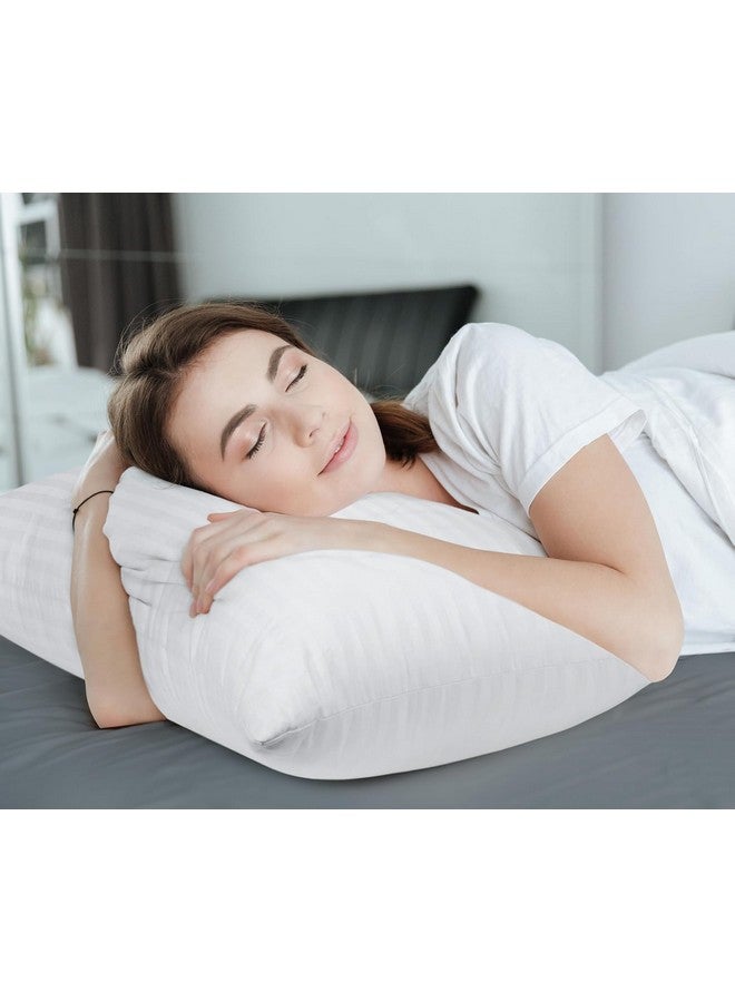9villa Hollow Fiber Sleeping Pillow 41X61 CM (16X24 inch) Satin Strpe White Fabric Microfiber Pillow Pack/Set of 2 - Image 4