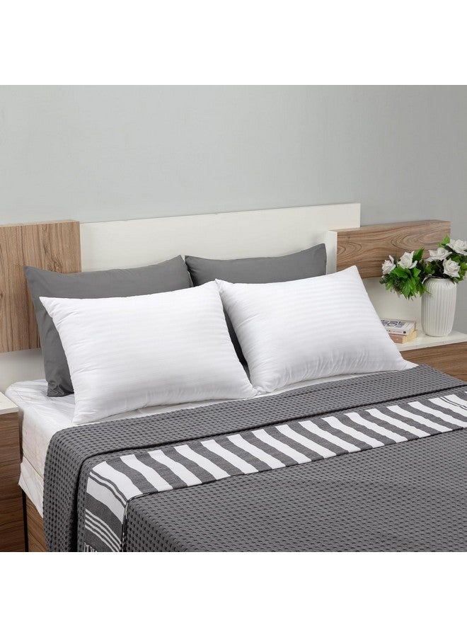 9villa Hollow Fiber Sleeping Pillow 41X61 CM (16X24 inch) Satin Strpe White Fabric Microfiber Pillow Pack/Set of 2 - Image 3