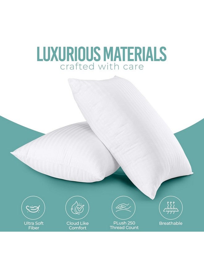 9villa Hollow Fiber Sleeping Pillow 41X61 CM (16X24 inch) Satin Strpe White Fabric Microfiber Pillow Pack/Set of 2 - Image 2