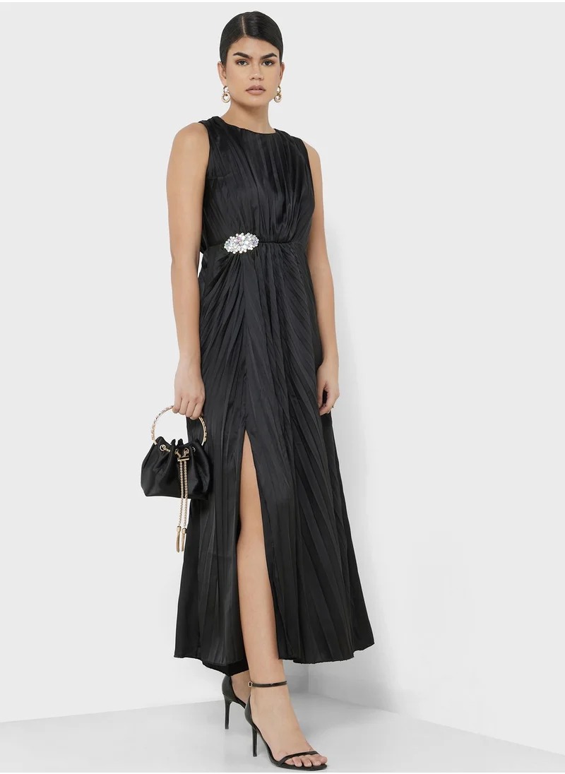 ELLA Pleated Dress With Slit