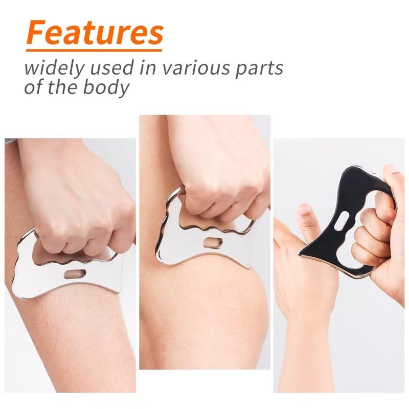 Rylpoint Guasha Massage Tool, Grade Stainless Steel Scraping Tool for Soft Tissue Upgrade Physical Therapy Stuff,Used for Back, Legs, Arms,Neck,Shoulder, Gua sha Tool - Image 4