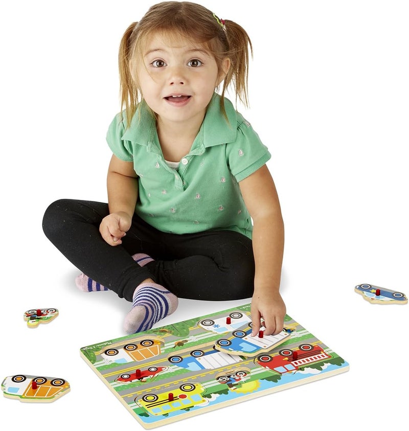 Melissa & Doug لعبة بازل المركبات من ميليسا ودوج - بازل خشبي مكون من 8 قطع للأطفال مع دبابيس سهلة الإمساك - Image 3