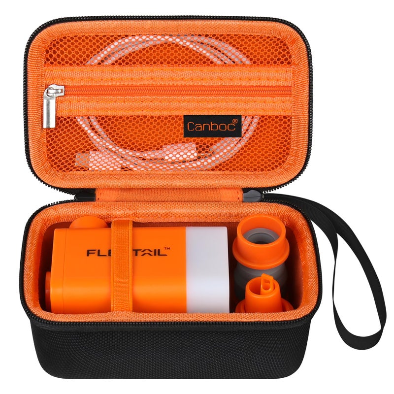Canboc Hard Case for FLEXTAILGEAR MAX Pump 2020/ MAX Pump Plus/ MP2 Pro/ MP2 Plus Portable Air Pump, Zipper Mesh Pocket fits 5Pcs Nozzles and Charging Cable, Black+Orange (Case Only) - Image 1