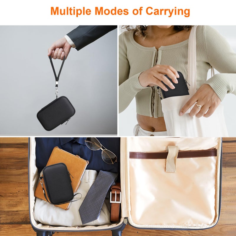 Canboc Hard Case for FLEXTAILGEAR MAX Pump 2020/ MAX Pump Plus/ MP2 Pro/ MP2 Plus Portable Air Pump, Zipper Mesh Pocket fits 5Pcs Nozzles and Charging Cable, Black+Orange (Case Only) - Image 3