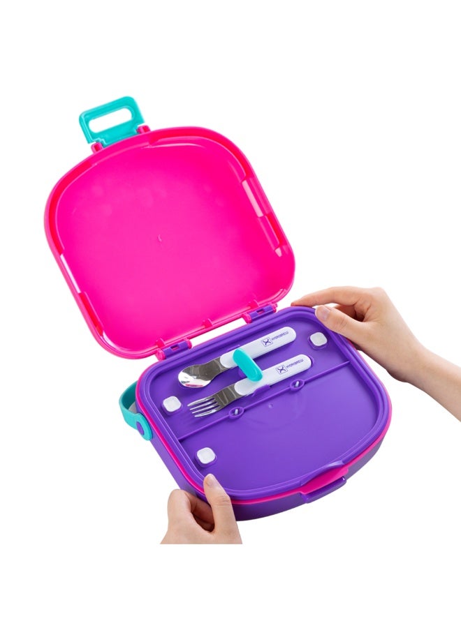 HYDROBREW 4 Compartment Bento Lunch Box w/ Spoon & Fork Set - Fuchsia - Image 4