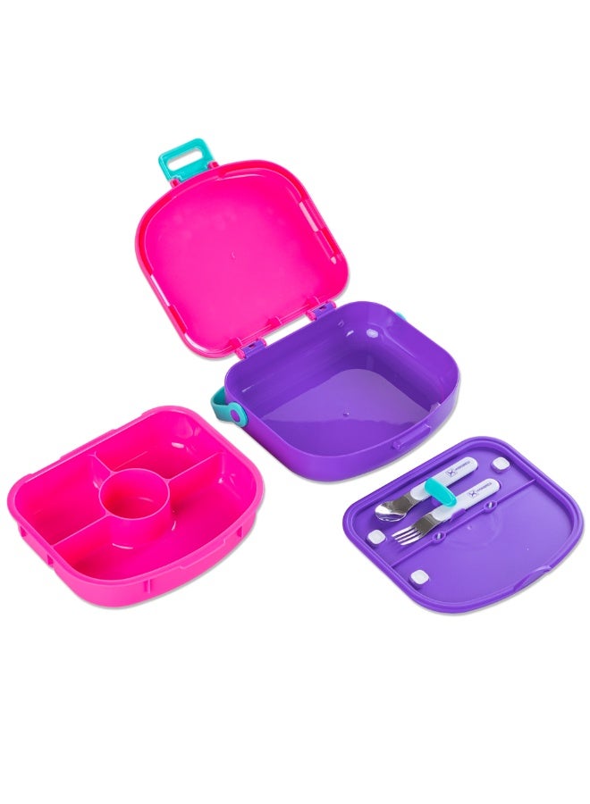 HYDROBREW 4 Compartment Bento Lunch Box w/ Spoon & Fork Set - Fuchsia - Image 5