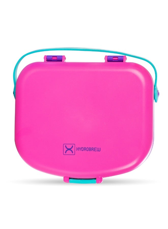 HYDROBREW 4 Compartment Bento Lunch Box w/ Spoon & Fork Set - Fuchsia - Image 2
