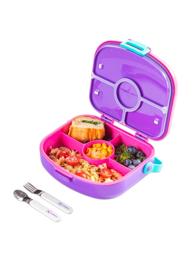 HYDROBREW 4 Compartment Bento Lunch Box w/ Spoon & Fork Set - Fuchsia - Image 3