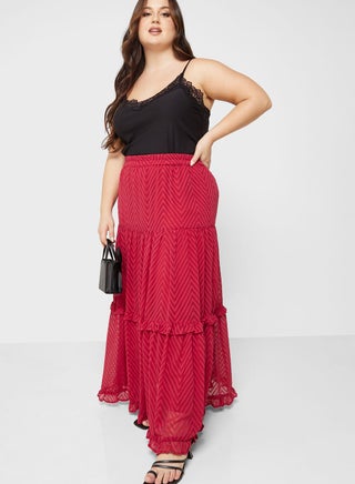 Textured Tiered Detail Skirt