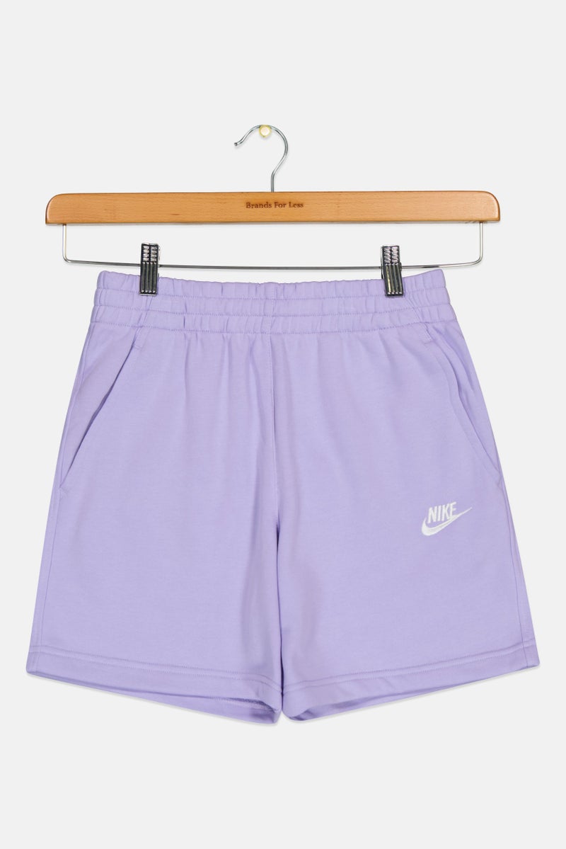 Nike Kids Girl Embroidered Logo Outdoor Shorts, Lavender - Image 1