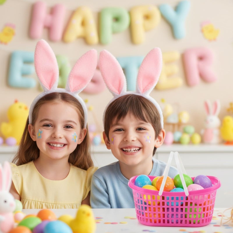FillTouch 50 Pcs Easter Baskets Bulk Colorful Plastic Eggs Basket with Handles Empty Spring Festival Easter Buckets in 10 Color for Kids Party Favor Egg Supplies Decorations - Image 5